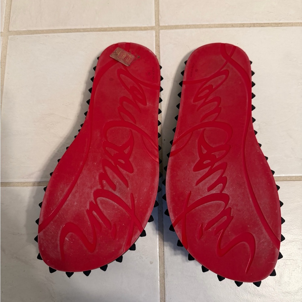 Christian Louboutin Black Studded Flip Flops - Picture 2 of 5
